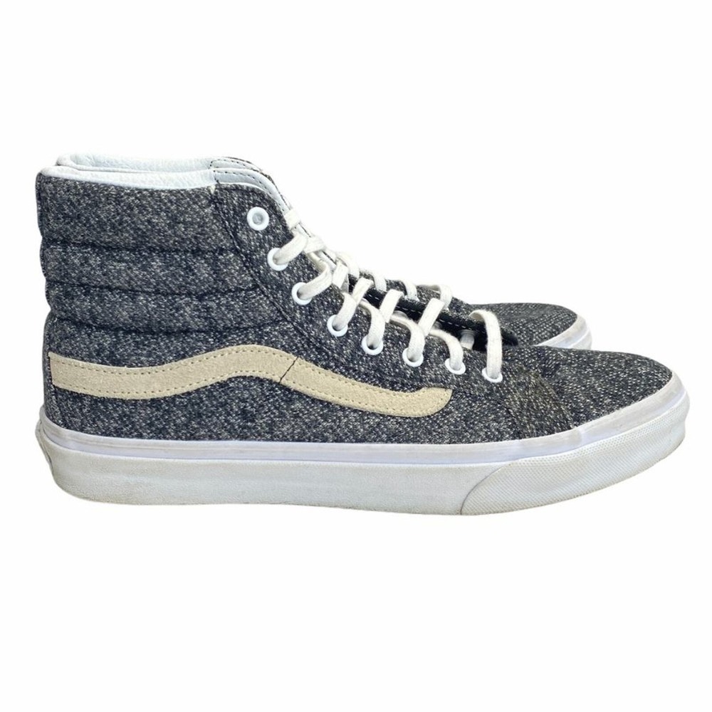 Vans Sk8-Hi Sneakers Grey Mens 7 Womens 8.5 Jersey Knit High Top‎ Skate Shoes - Picture 5 of 8